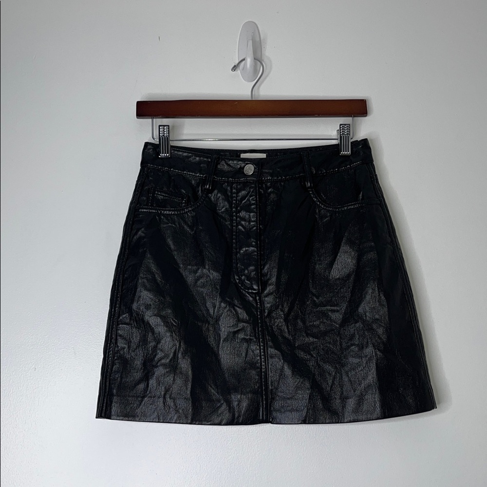Wilfred Black Faux Leather‎ Mini Skirt Sz 6